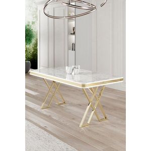 Jídelní stůl Vals - White Marble, Gold obraz