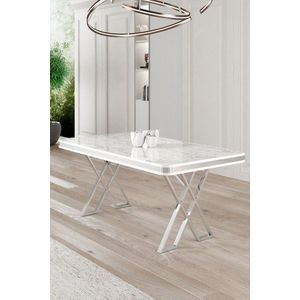 Jídelní stůl Vals - White Marble, Chrome obraz