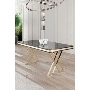 Jídelní stůl Vals - Black Marble, Gold obraz