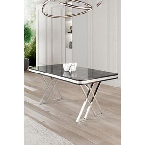 Jídelní stůl Vals - Black Marble, Chrome obraz