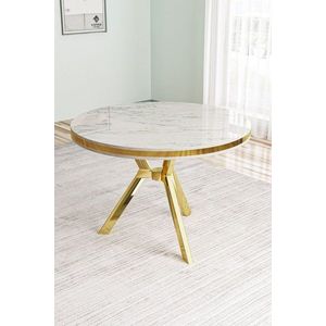 Jídelní stůl Mos - White Marble, Gold obraz