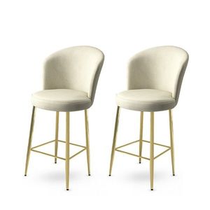 Bar Stool Set (2 Pieces) Fora - Cream, Gold obraz