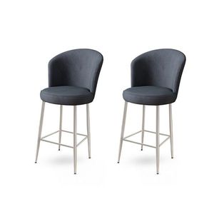 Bar Stool Set (2 Pieces) Fora - Anthracite, Chrome obraz