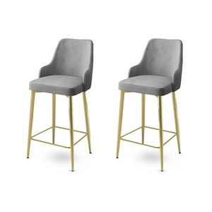 Bar Stool Set (2 Pieces) Enox - Grey, Gold obraz