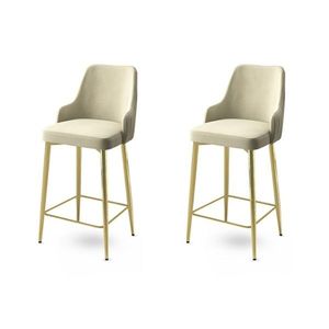 Bar Stool Set (2 Pieces) Enox - Cream, Gold obraz