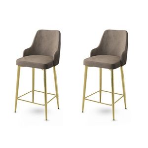 Bar Stool Set (2 Pieces) Enox - Cappuccino, Gold obraz