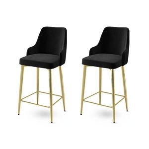 Bar Stool Set (2 Pieces) Enox - Black, Gold obraz