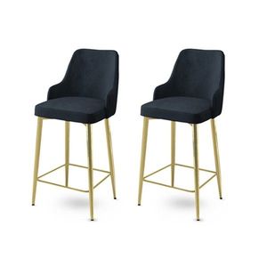 Bar Stool Set (2 Pieces) Enox - Anthracite, Gold obraz