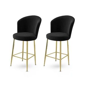 Bar Stool Set (2 Pieces) Alte - Black, Gold obraz