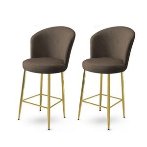 Bar Stool Set (2 Pieces) Alte - Anthracite, Gold obraz