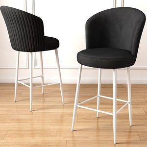 Bar Stool Set (2 Pieces) Fora - Black, White obraz