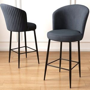 Bar Stool Set (2 Pieces) Fora - Anthracite, Black obraz