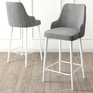 Bar Stool Set (2 Pieces) Enox - Grey, White obraz