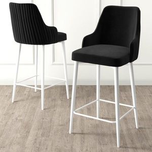 Bar Stool Set (2 Pieces) Enox - Black, White obraz