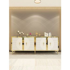 Konzolový stolek Tuna 180 - Sapphire Oak, White, Gold obraz