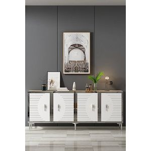 Konzolový stolek Tuna 180 - Sapphire Oak, White, Silver obraz