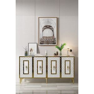 Konzolový stolek Puma 150 - White, Gold obraz