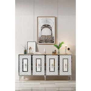 Konzolový stolek Puma 150 - Sapphire Oak, White, Silver obraz