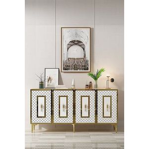 Konzolový stolek Puma 150 - Sapphire Oak, White, Gold obraz