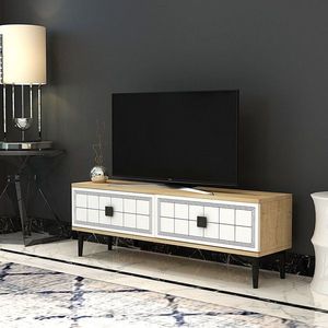 TV stolek Yuka 120 - Sapphire Oak, White obraz