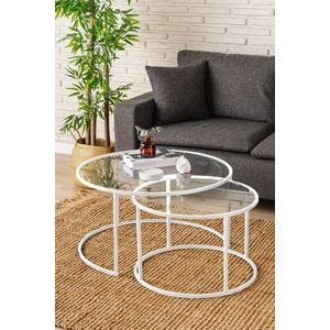 Konferenční stolek Belarus 80 - White, Transparent obraz