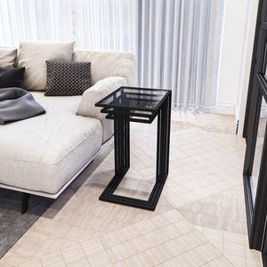 Sada odkládacích stolků (3 kusy) İbiza - Black, Smoked Glass obraz
