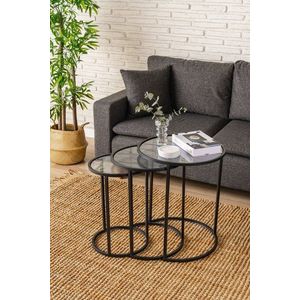 Sada odkládacích stolků (3 kusy) Alya - Black, Transparent obraz