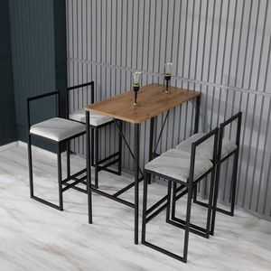 Bar Table & Stool Set (5 Pieces) Nordic - Cream obraz