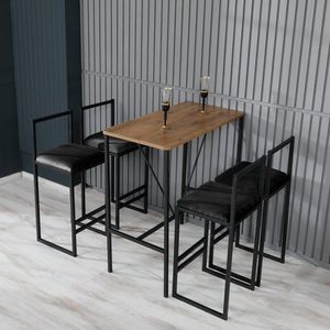 Bar Table & Stool Set (5 Pieces) Nordic - Black obraz