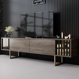 TV stolek Gold Line - Walnut, Black obraz