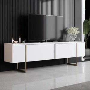 TV stolek Luxe - White, Gold obraz