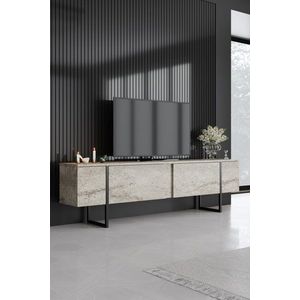 TV stolek Luxe - Travertine, Black obraz