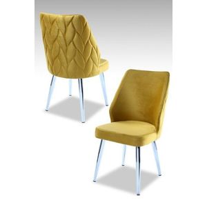 Sada židlí (4 kusy) Pufi - Yellow, Chrome obraz