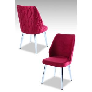 Sada židlí (4 kusy) Pufi - Claret Red, Chrome obraz