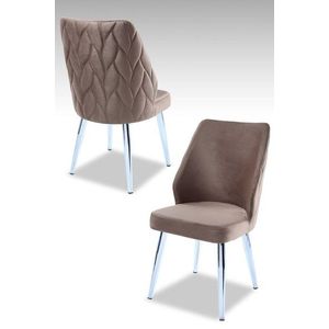 Sada židlí (4 kusy) Pufi - Cappuccino, Chrome obraz