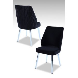 Sada židlí (4 kusy) Pufi - Black, Chrome obraz