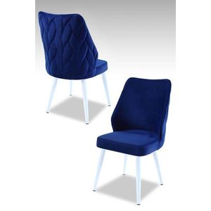 Sada židlí (4 kusy) Pufi - Sax Blue, White obraz