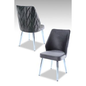 Sada židlí (2 kusy) Pufi - Grey, Chrome obraz