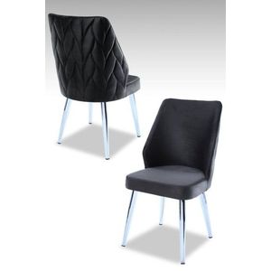 Sada židlí (2 kusy) Pufi - Black, Chrome obraz