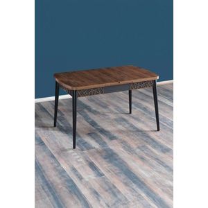 Extendable Dining Table Amalfi Motif - Walnut, Black obraz