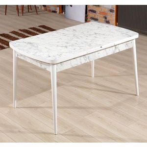 Extendable Dining Table Carrara - White, Grey obraz