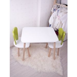 Kid's Table Set Bunny Two Chair Set - Pistachio Green, White obraz