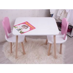 Kid's Table Set Bunny Two Chair Set - Pink, White obraz