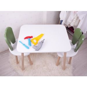 Kid's Table Set Bunny Two Chair Set - Green, White obraz