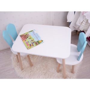 Kid's Table Set Bunny Two Chair Set - Baby Blue, White obraz