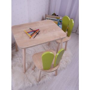 Kid's Table Set Bunny Two Chair Set - Pistachio Green, Brown obraz