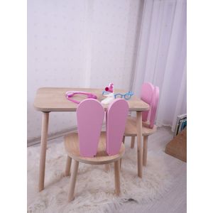 Kid's Table Set Bunny Two Chair Set - Pink, Brown obraz