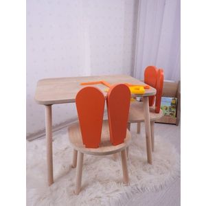 Kid's Table Set Bunny Two Chair Set - Orange, Brown obraz
