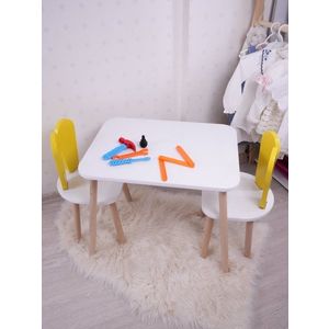 Kid's Table Set Bunny One Chair Set - Yellow, White obraz