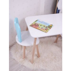 Kid's Table Set Bunny One Chair Set - Baby Blue, White obraz